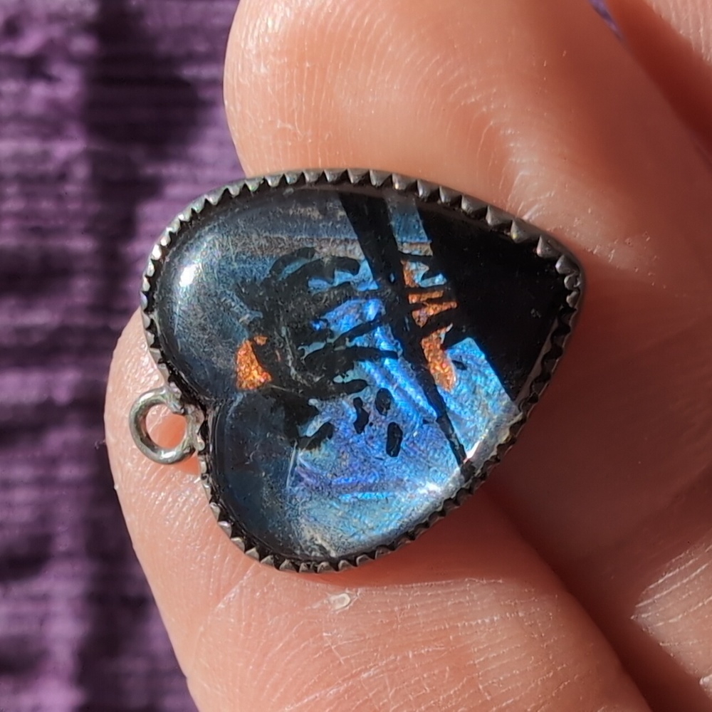 Sterling silver and glass heart charm